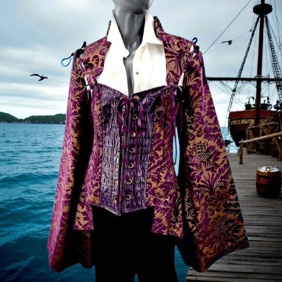 Victorian Steampunk Military Gothic Coat Dress Size 16 Women's Pirate Costume - Picture 1 of 10